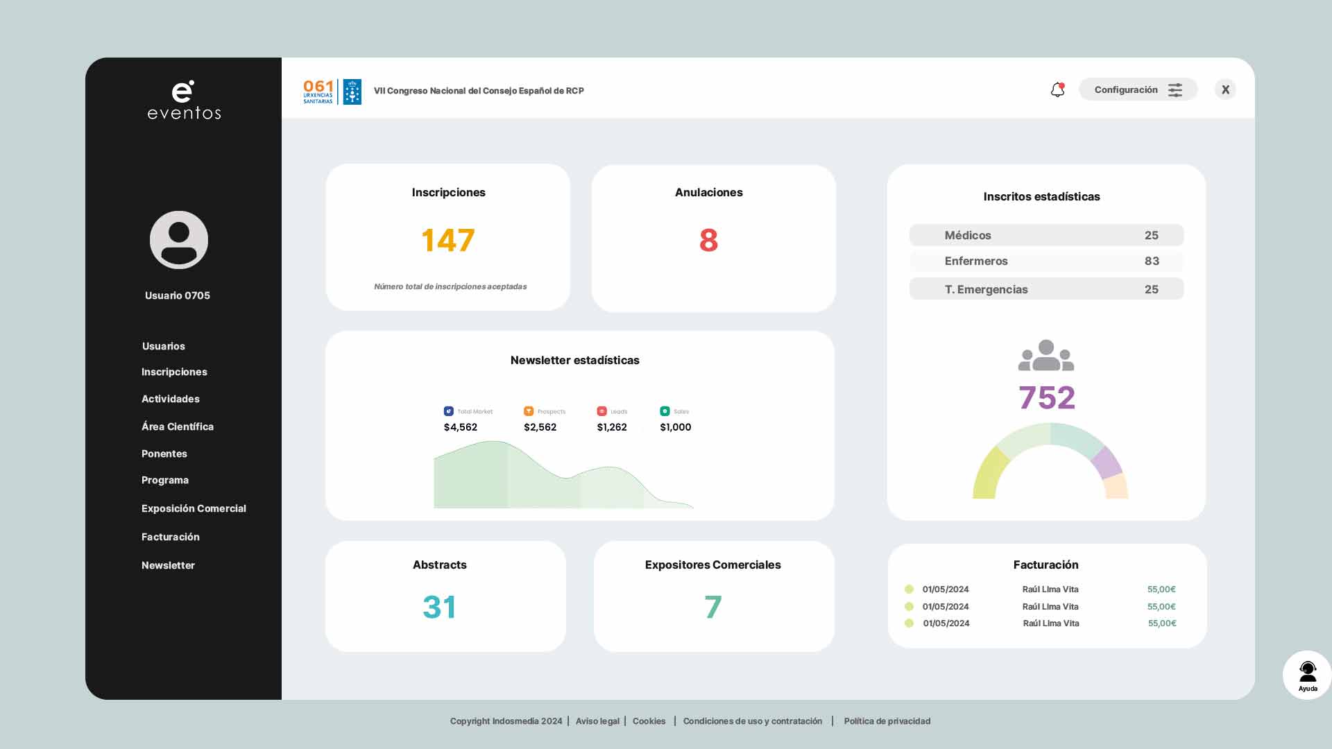 Software para congresos dashboard2024